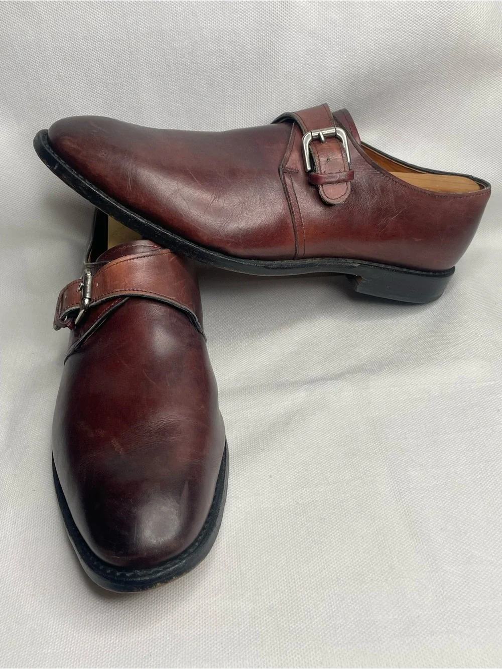 Allen Edmonds Warwick Leather Buckle Oxford Shoes Mens Size US 9.5 D Burgundy